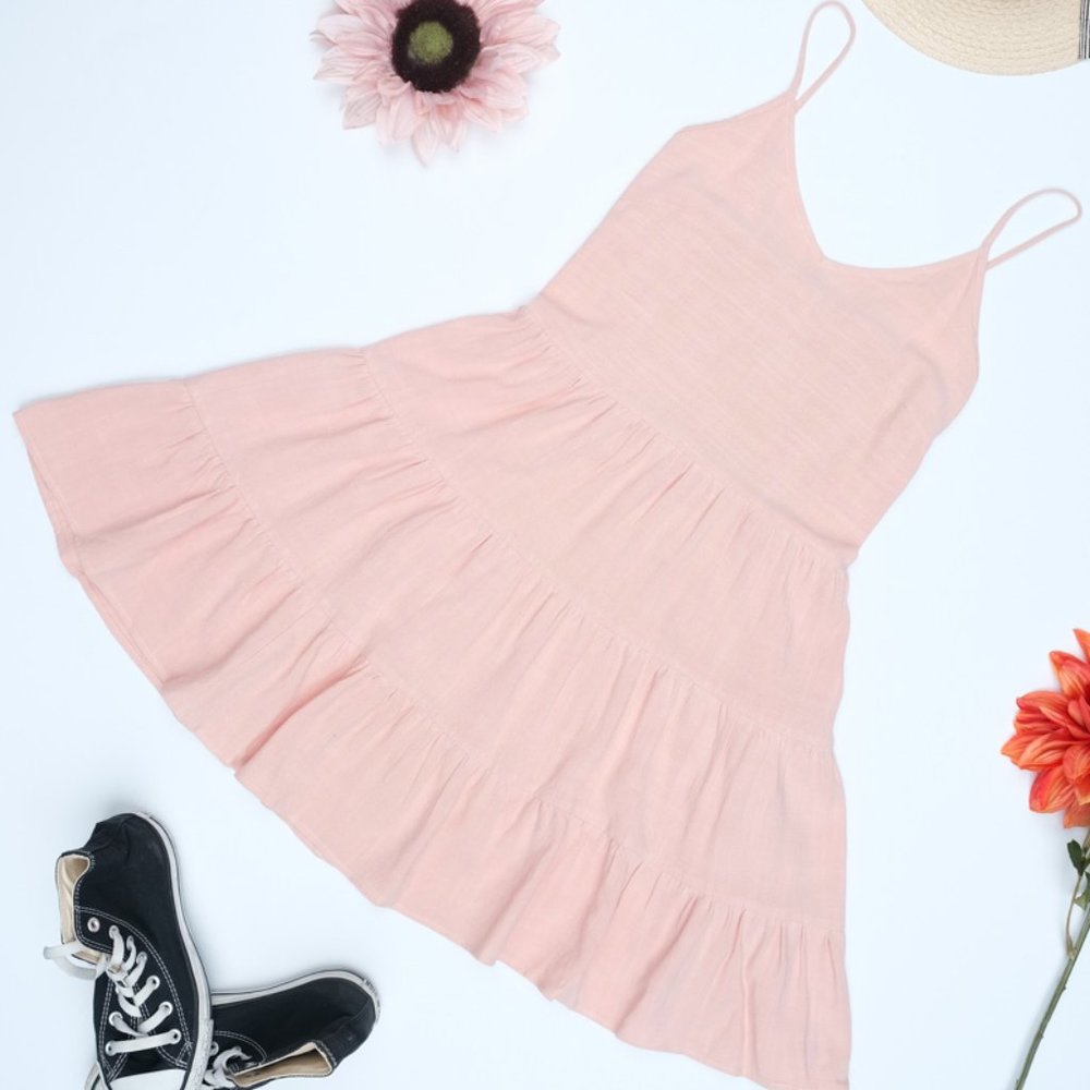 SOLID CAMI V-NECK FLARE MINI DRESS